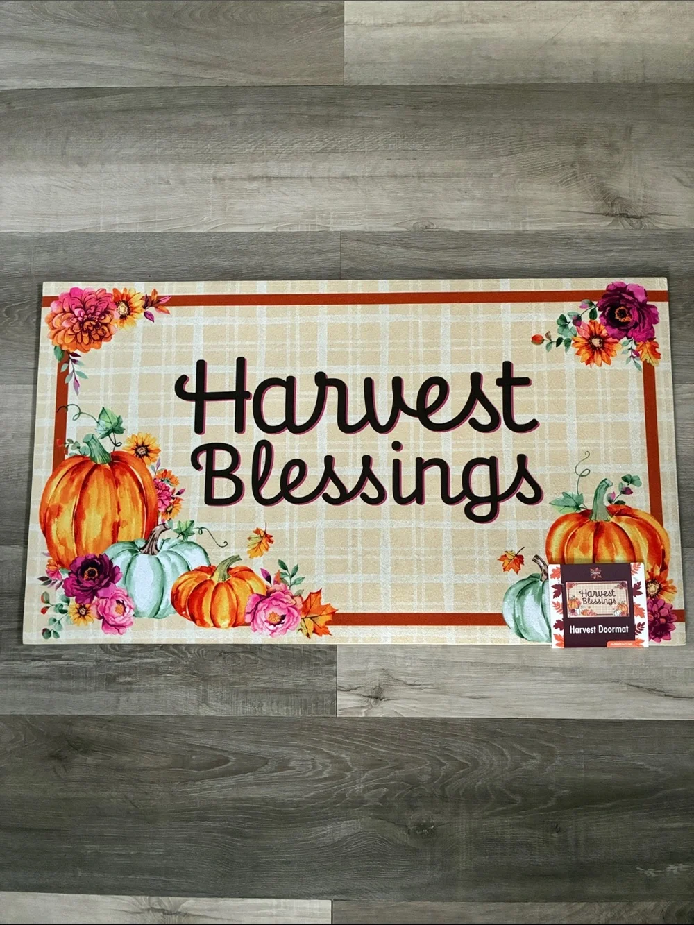 NWT- Harvest Blessings- Fall Doormat with Anti Skid Rubber Back 16x28